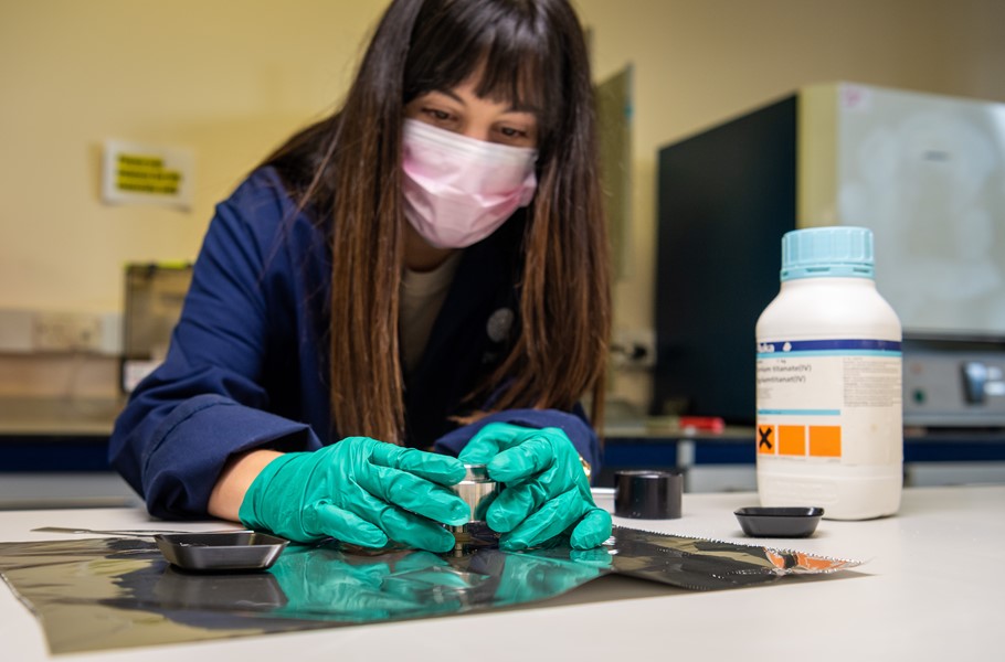 Eli Schettino working in the lab