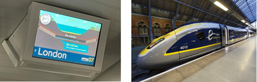 Photo of Eurostar onboard screen and train