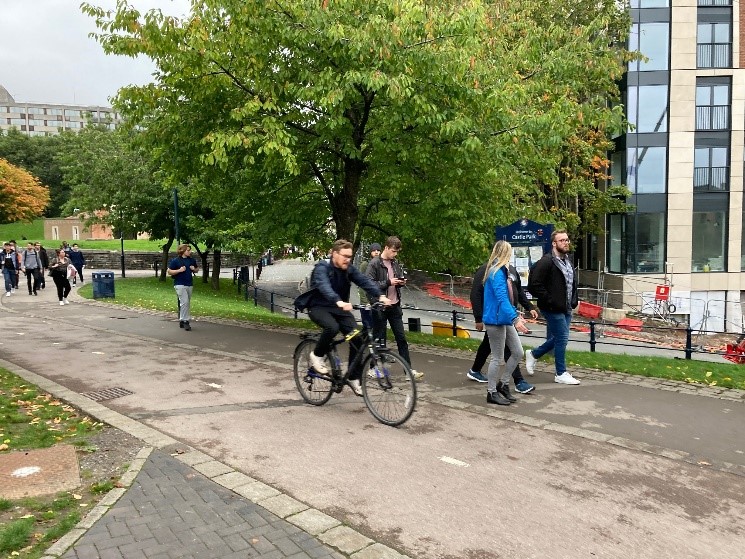 AAPS students trying out different transport types, walking and cycling