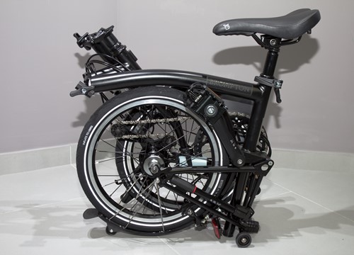 Black brompton bicycle, folded